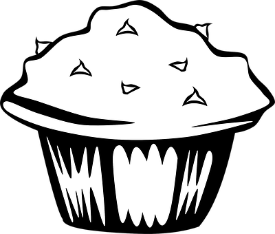 A Black And White Drawing Of A Cupcake