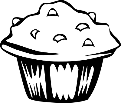 A Black And White Drawing Of A Muffin