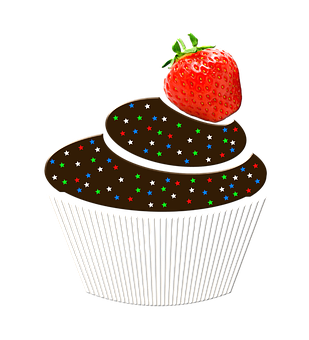 A Cupcake With A Strawberry On Top