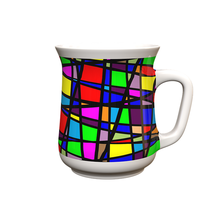 A Colorful Mug With A Black Background
