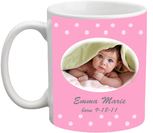 A Mug With A Picture Of A Baby