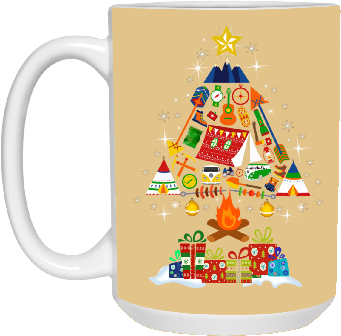 A Mug With A Christmas Tree Design