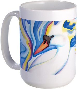A White Mug With A Bird On It