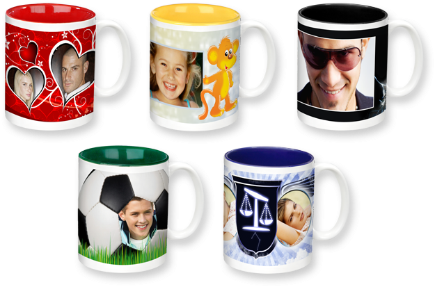 A Group Of Mugs With Pictures Of People