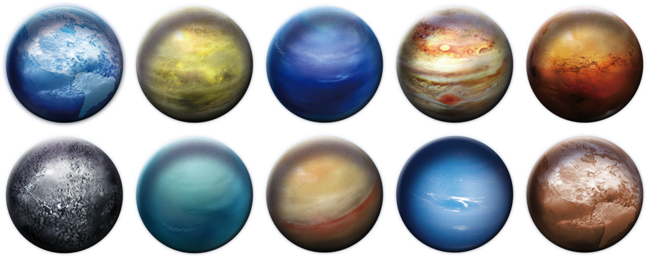 A Group Of Planets In Different Colors