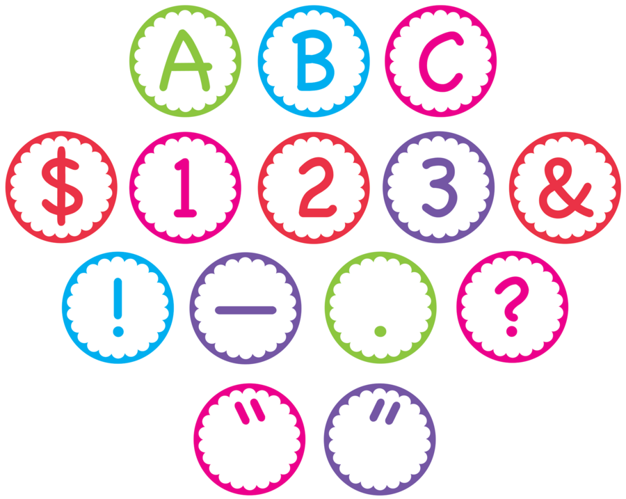 A Group Of Colorful Circles With Letters And Numbers