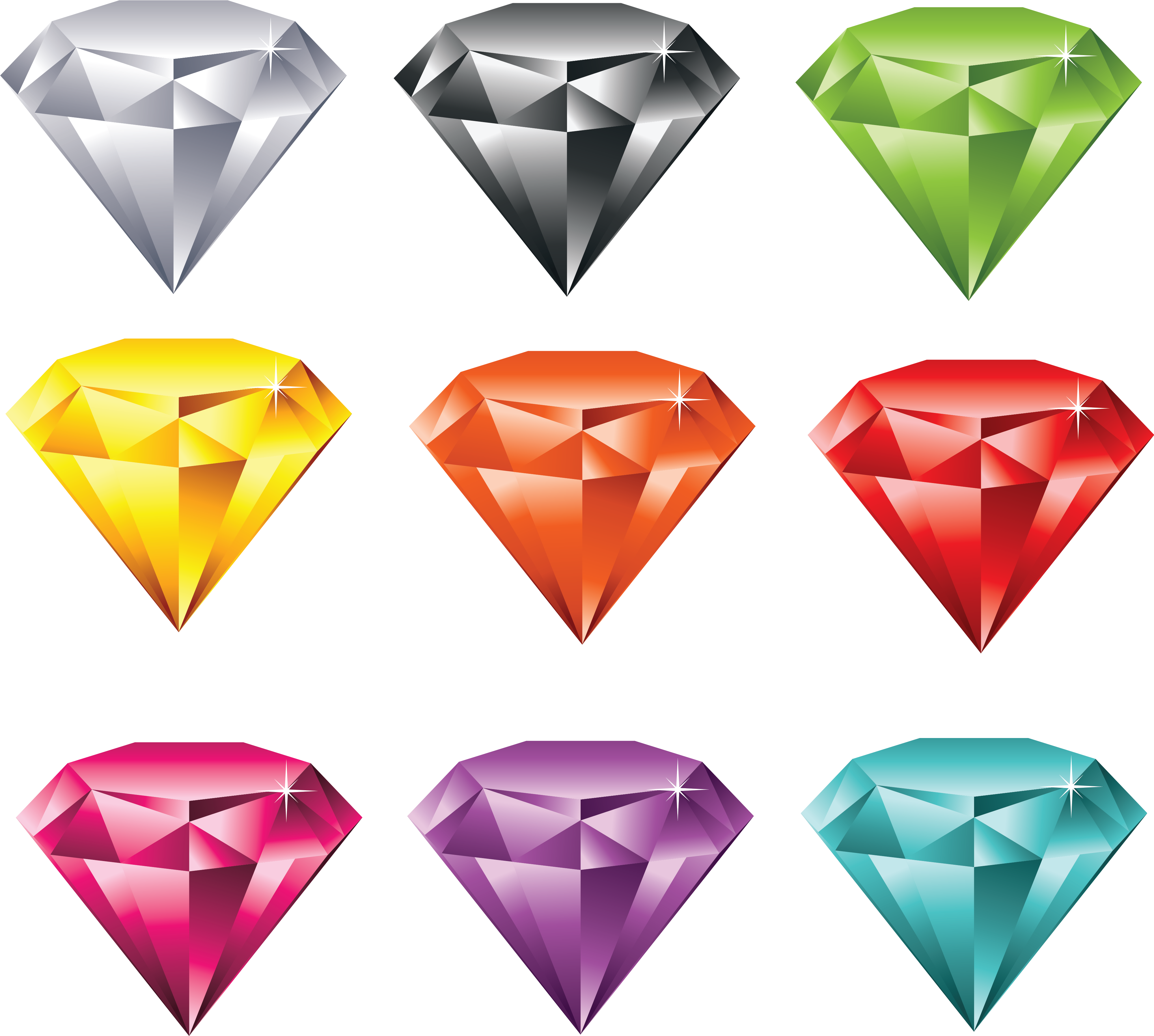 A Group Of Different Colored Diamonds