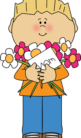 A Cartoon Of A Boy Holding Flowers