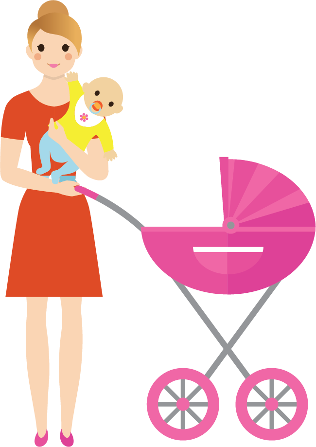 A Woman Holding A Baby And A Stroller