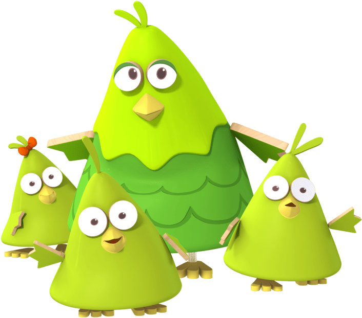 A Group Of Cartoon Birds