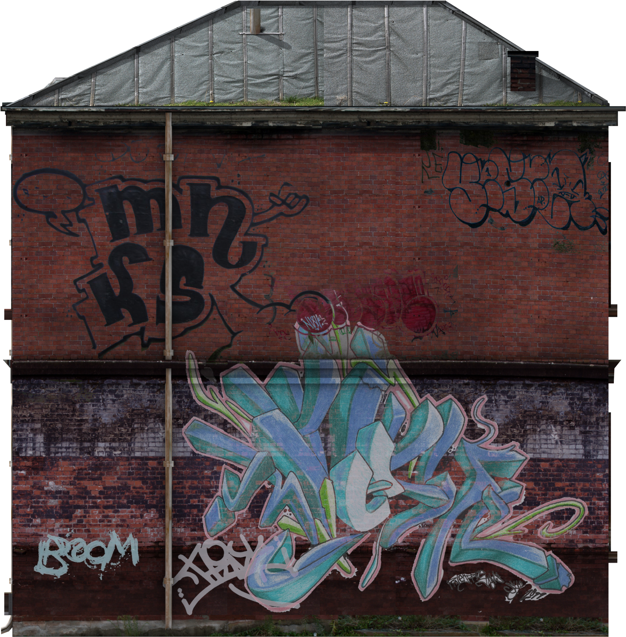 A Brick Building With Graffiti On It
