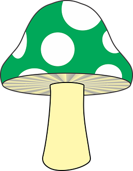 A Green And White Spotted Mushroom