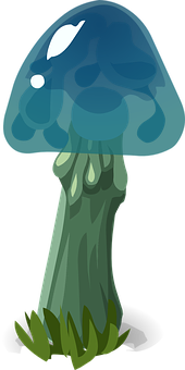 A Cartoon Mushroom With Blue Liquid