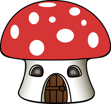 A Cartoon Mushroom House With A Door