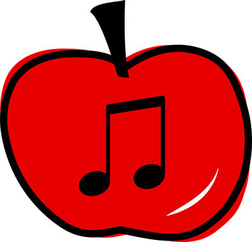 A Red Apple With A Musical Note