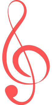 A Red Treble Clef On A Black Background