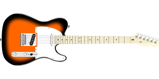 A White And Orange Electric Guitar