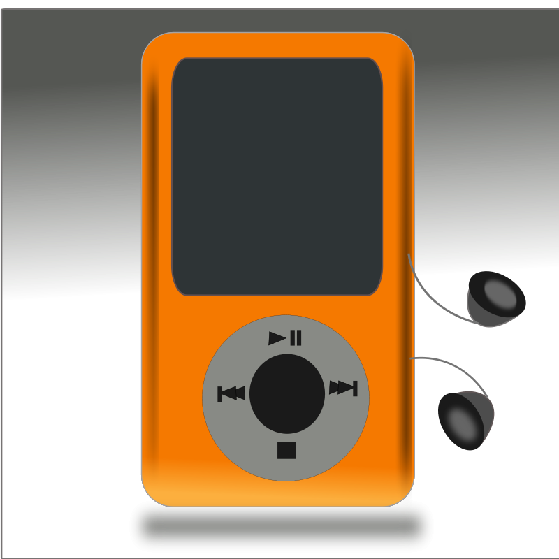 An Orange Music Player With Earphones