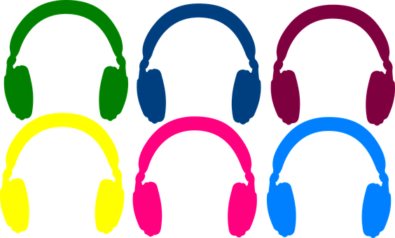 A Group Of Colorful Headphones