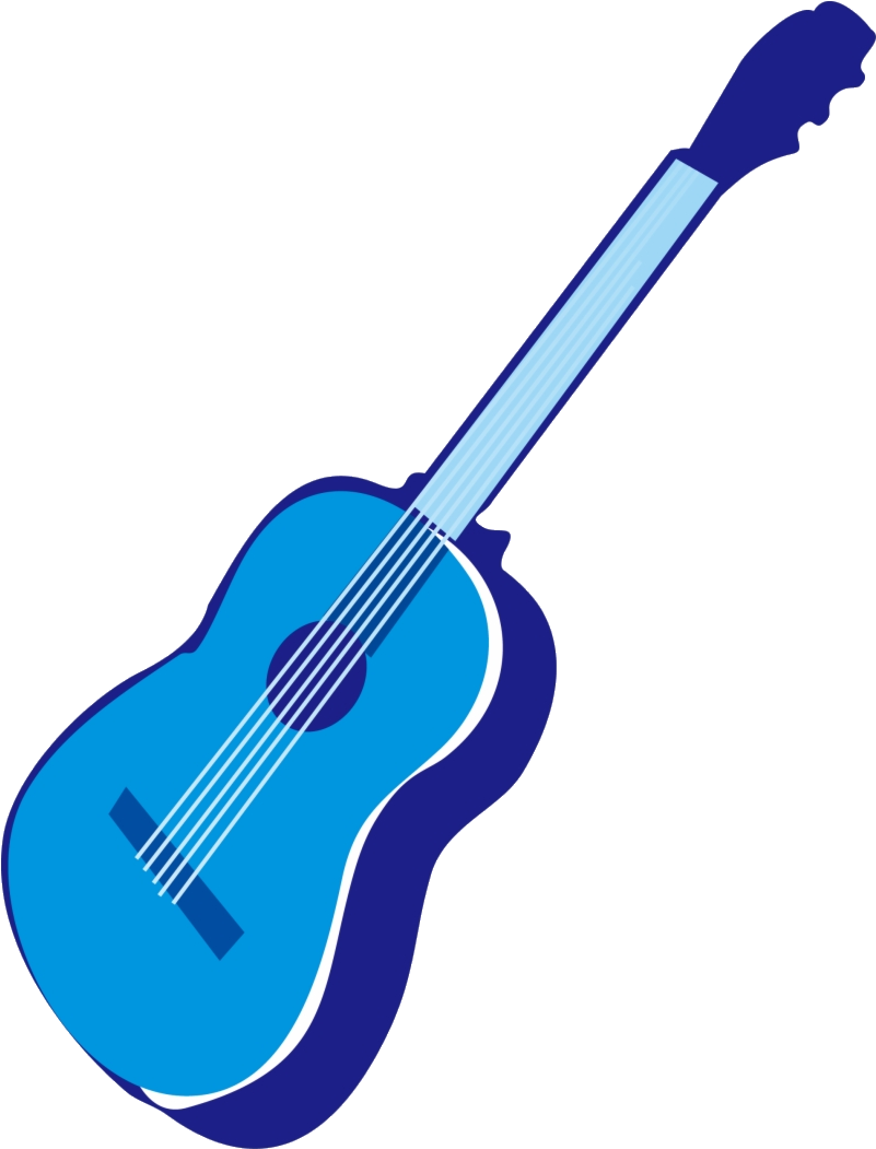 A Blue Guitar On A Black Background