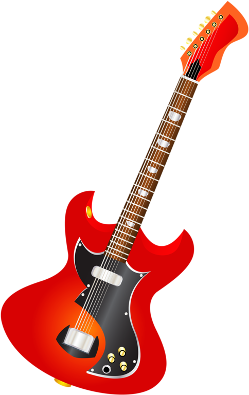 A Red Electric Guitar With A Black Background