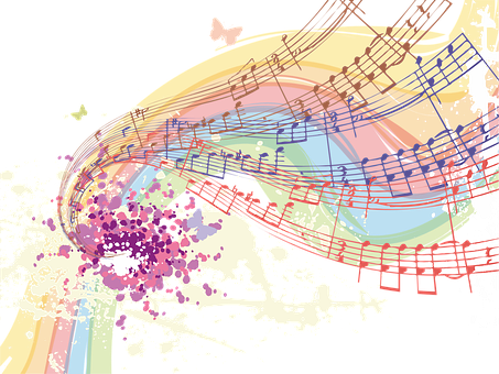 A Colorful Music Notes And Butterflies