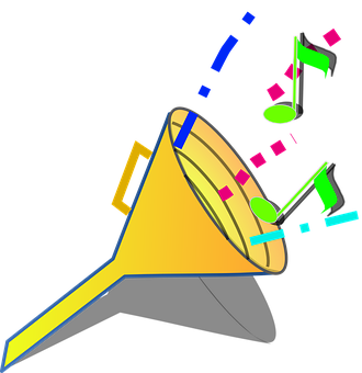A Yellow Funnel With Notes Flying Out Of It