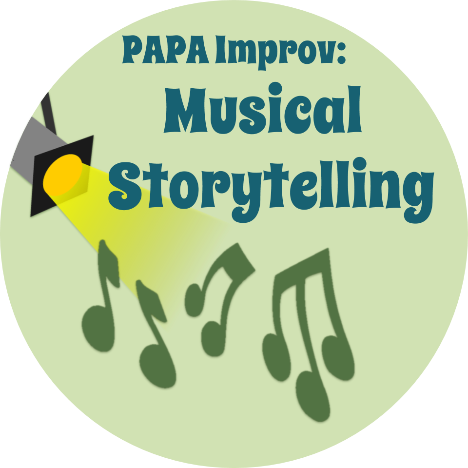 A Logo With Musical Notes And A Spotlight