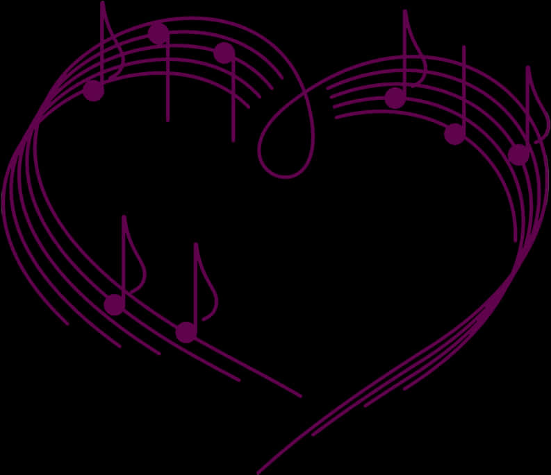 A Heart Shaped Purple Musical Notes