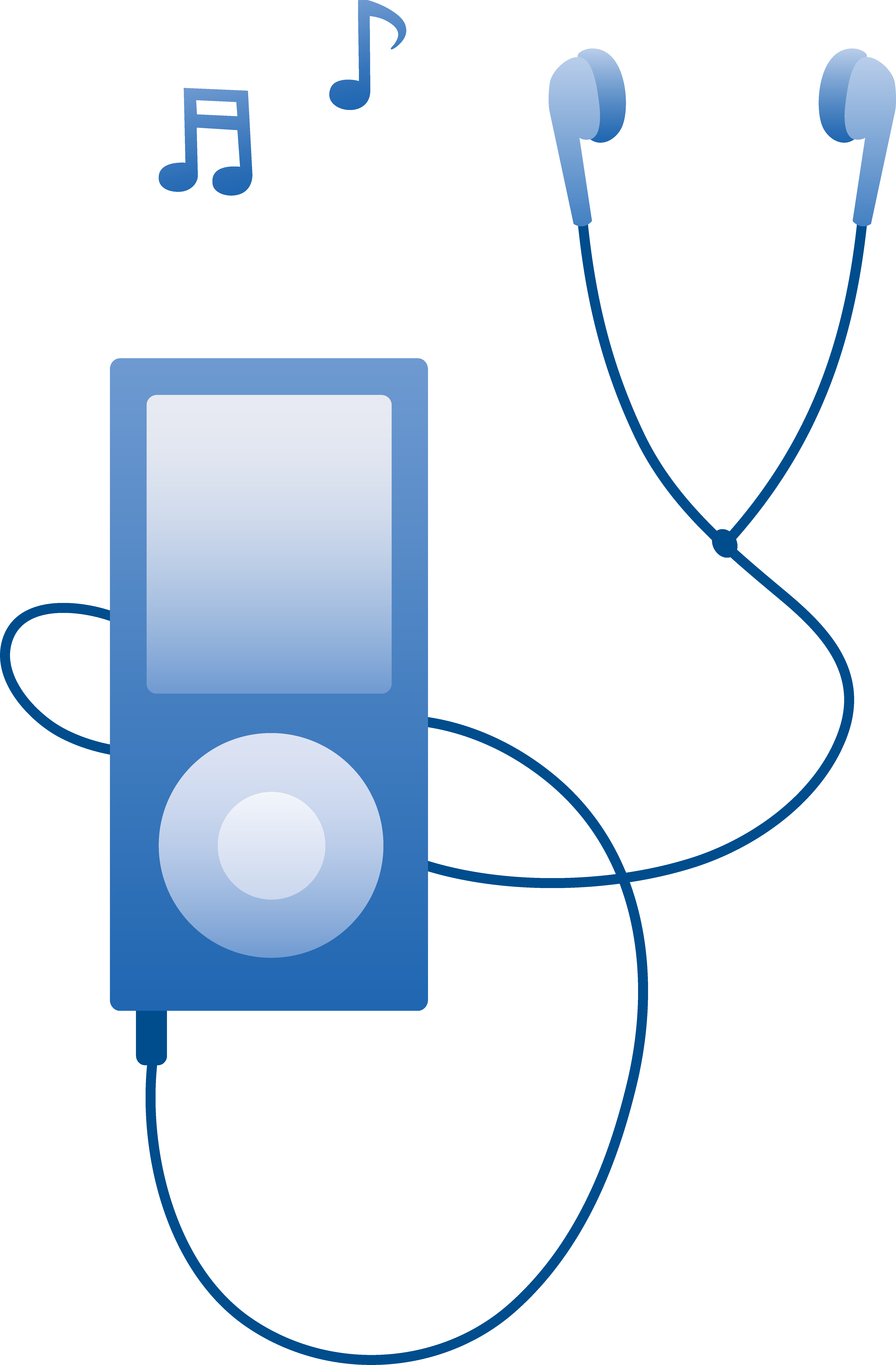 A Blue Music Player With A Cord