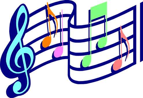 A Colorful Music Notes On A Black Background