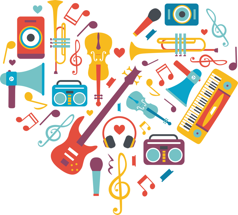 A Heart Shaped Image Of Musical Instruments