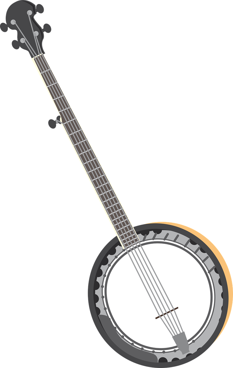 A Banjo With Strings And A Black Background