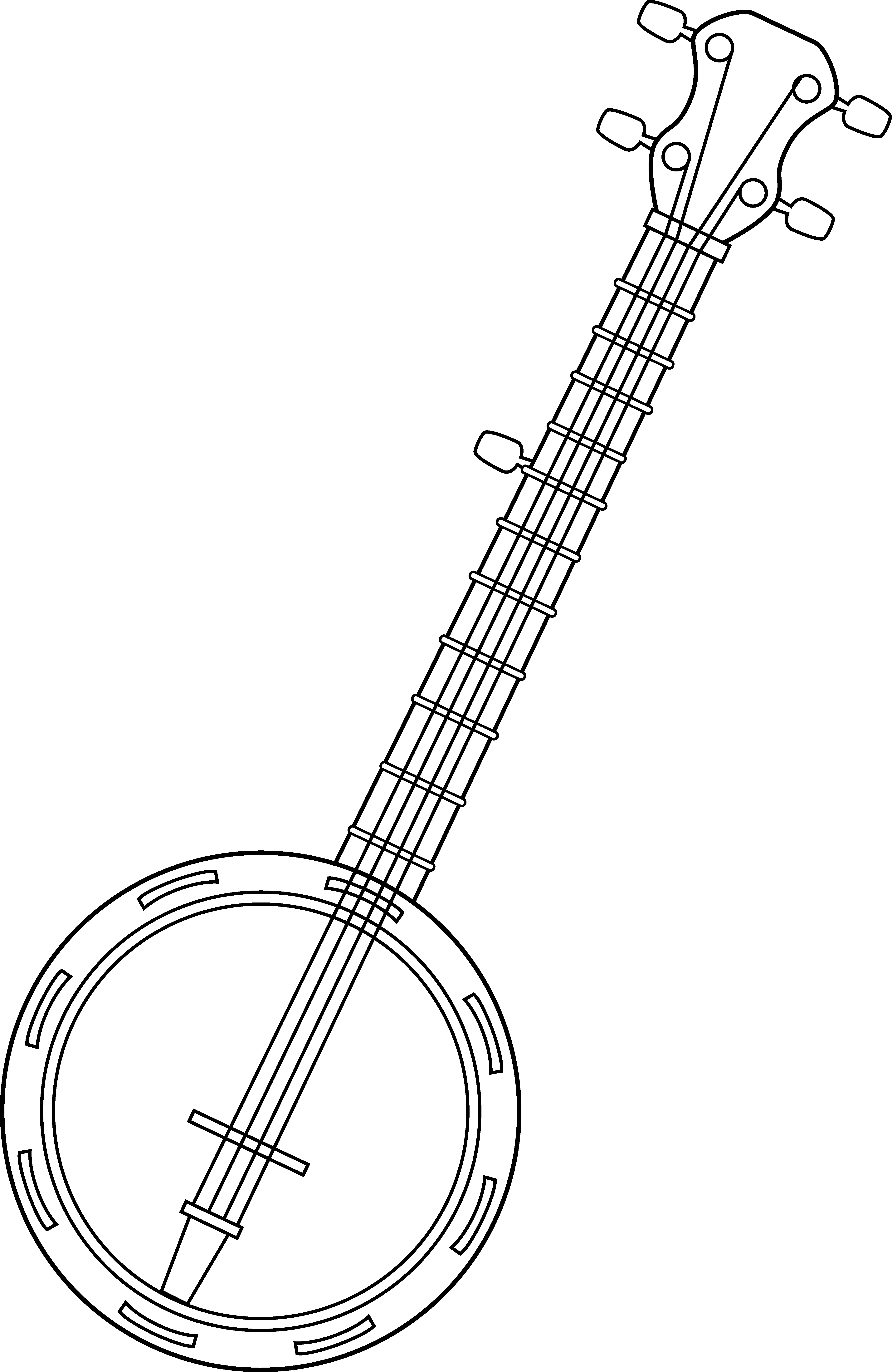 A White Banjo On A Black Background