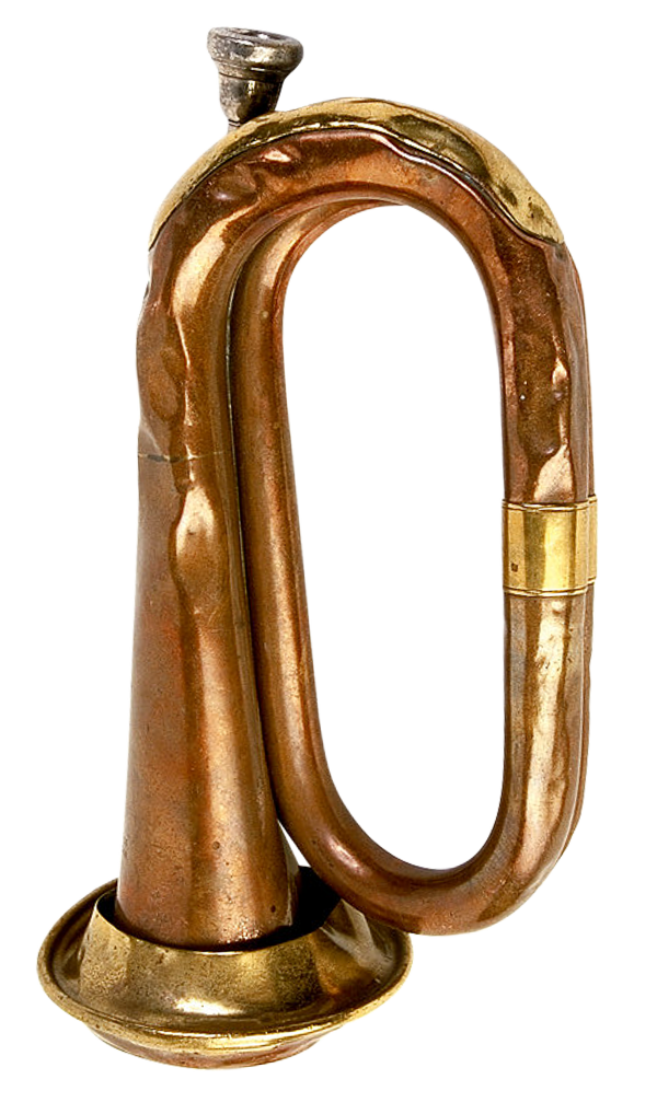 A Brass Bugle With A Black Background