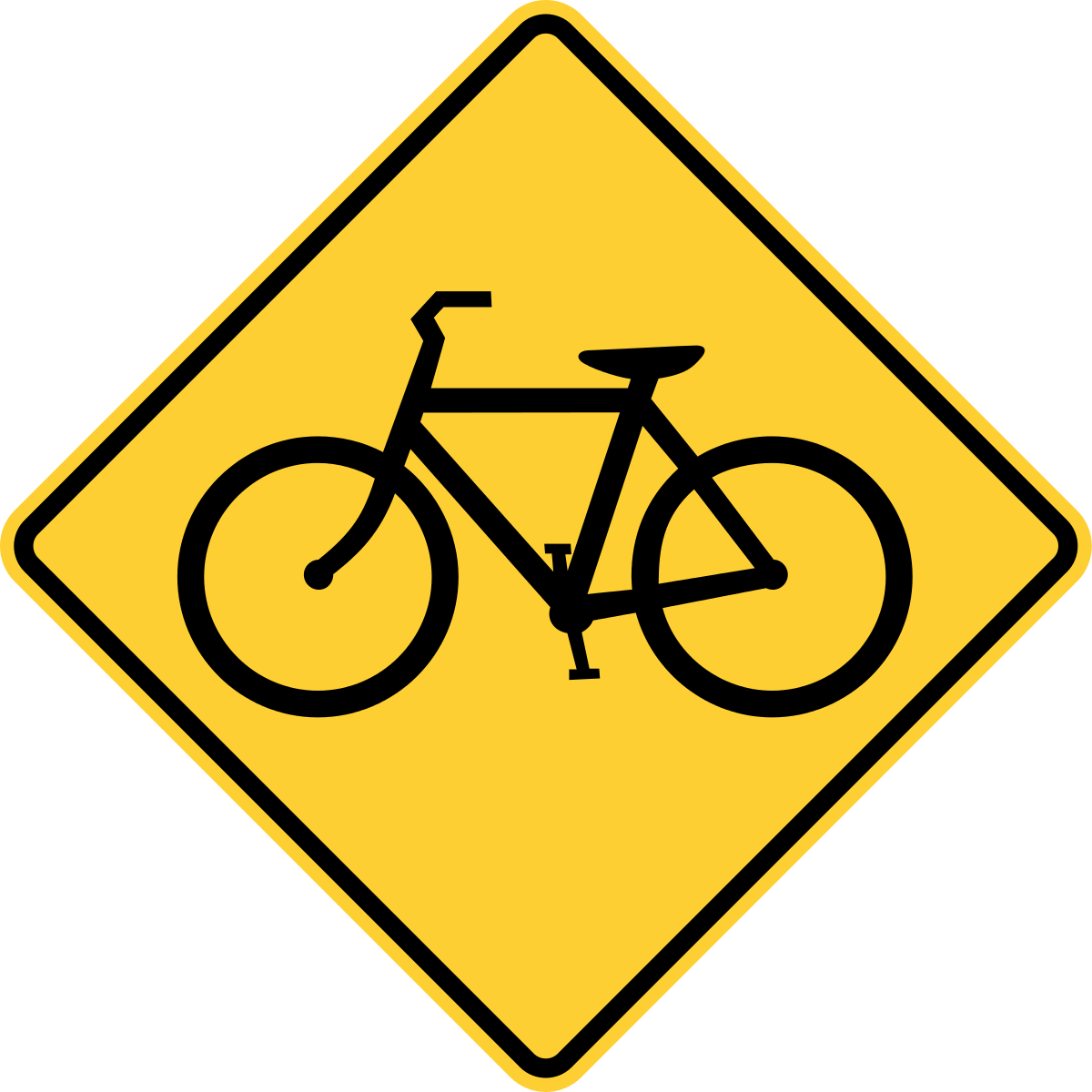 A Yellow Road Sign With A Bicycle