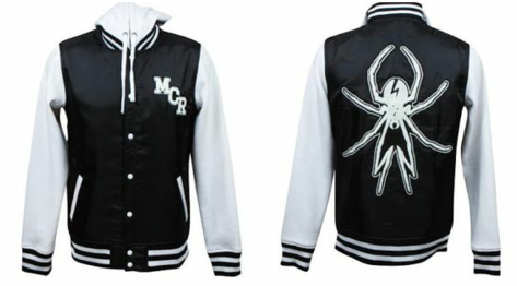 A Black And White Jacket With A Spider On It