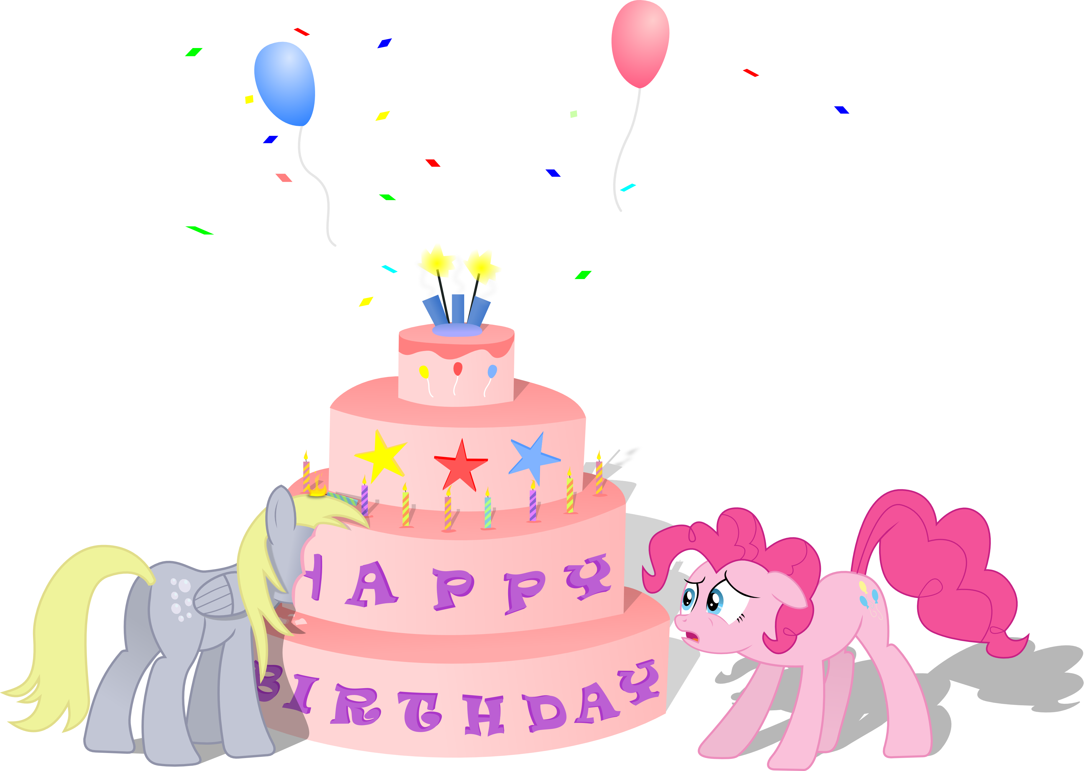 A Cartoon Of A Pink Cake With A Pink Horse And A Pink Pony