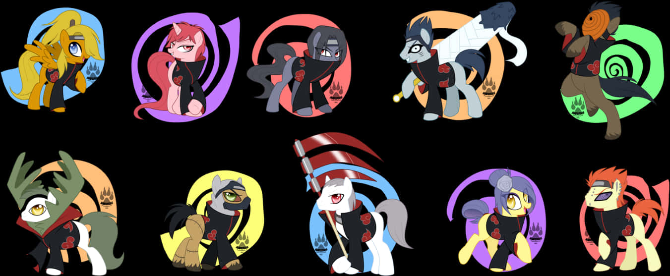 Cartoon Pony Characters In Different Poses