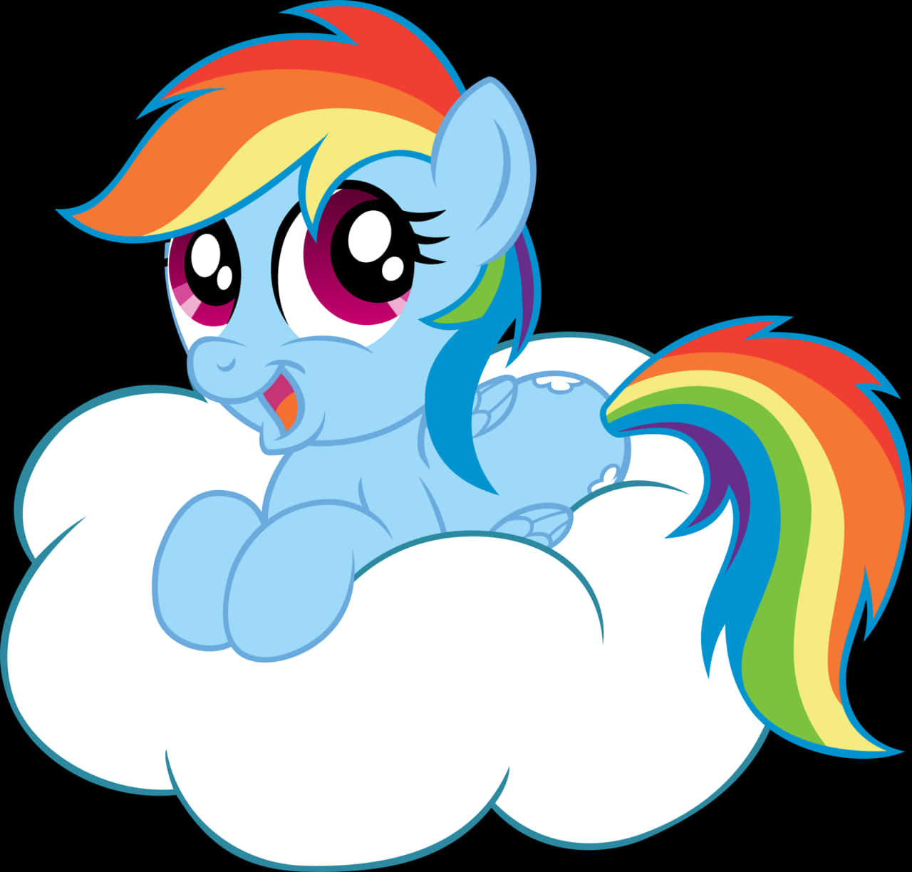 A Cartoon Of A Pony On A Cloud