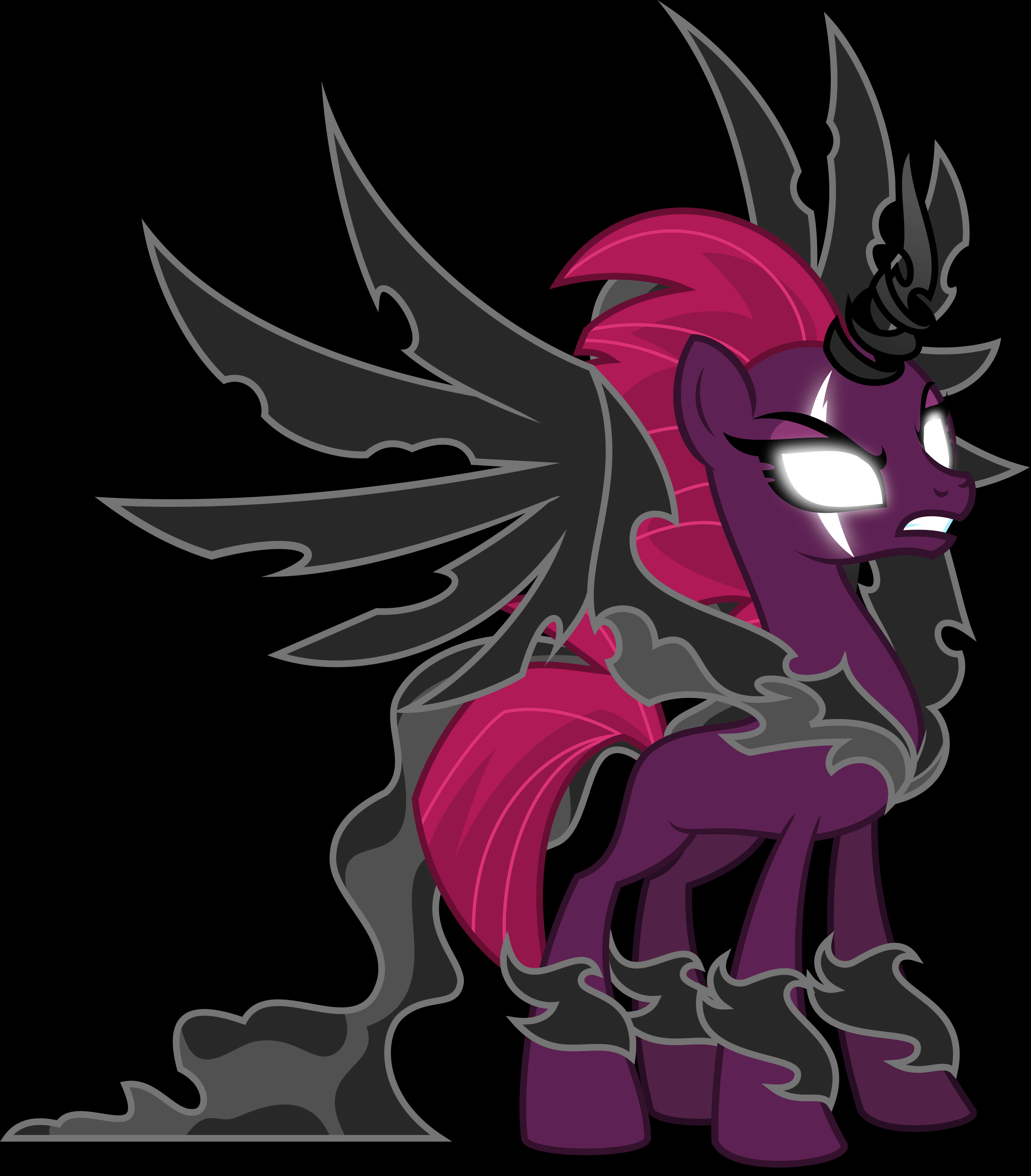 Cartoon Of A Purple Horse With Black Wings