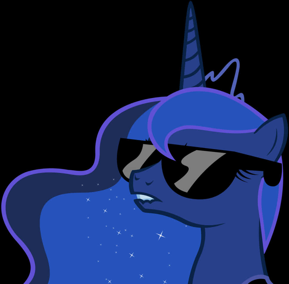 A Cartoon Of A Unicorn Wearing Sunglasses