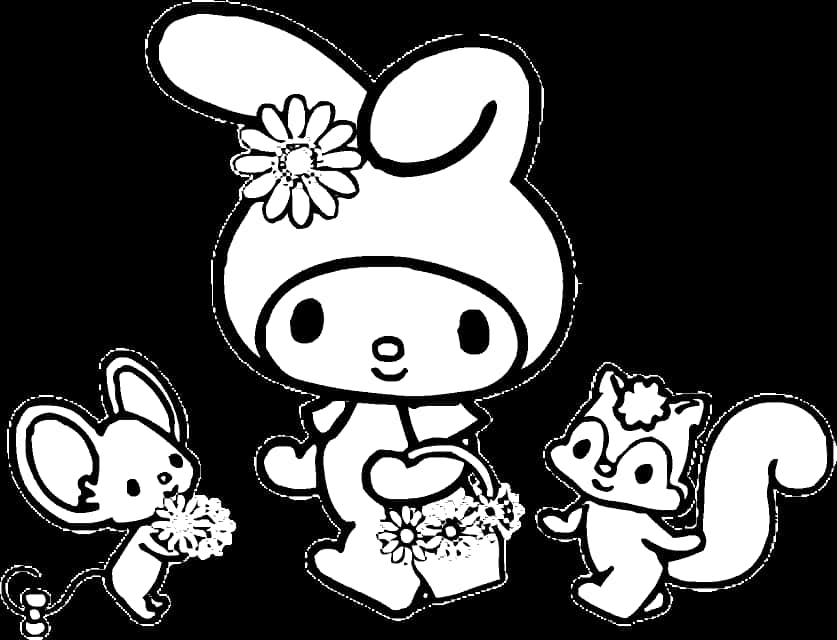 A Cartoon Characters With Flowers