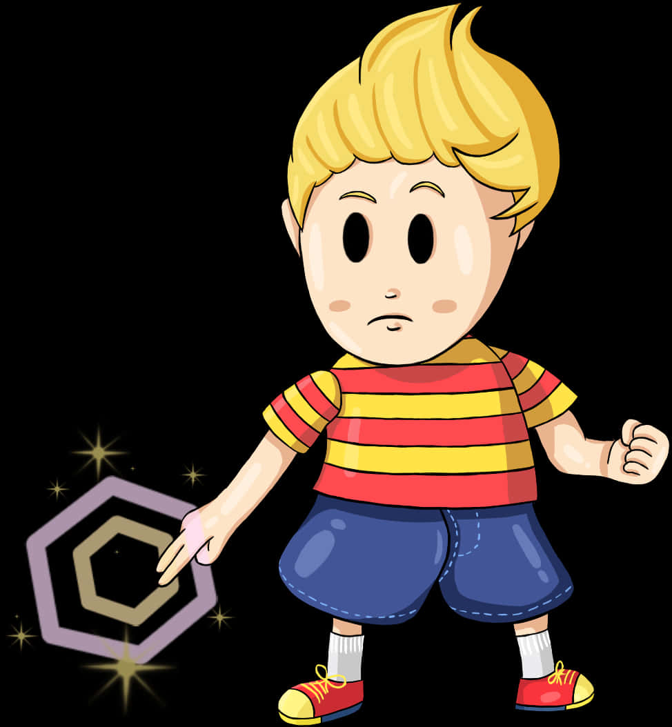 A Cartoon Of A Boy Holding A Hexagon