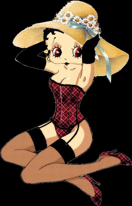Betty Boop In Lingerie And Sunhat