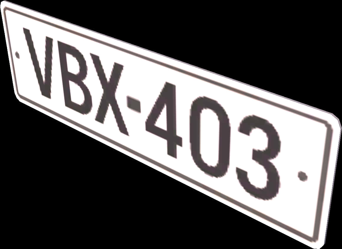 A White License Plate With Black Text