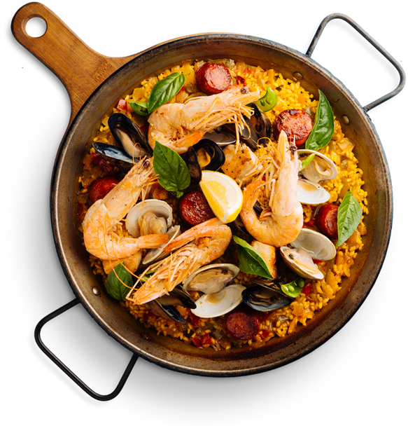 A Pan Of Seafood And Rice