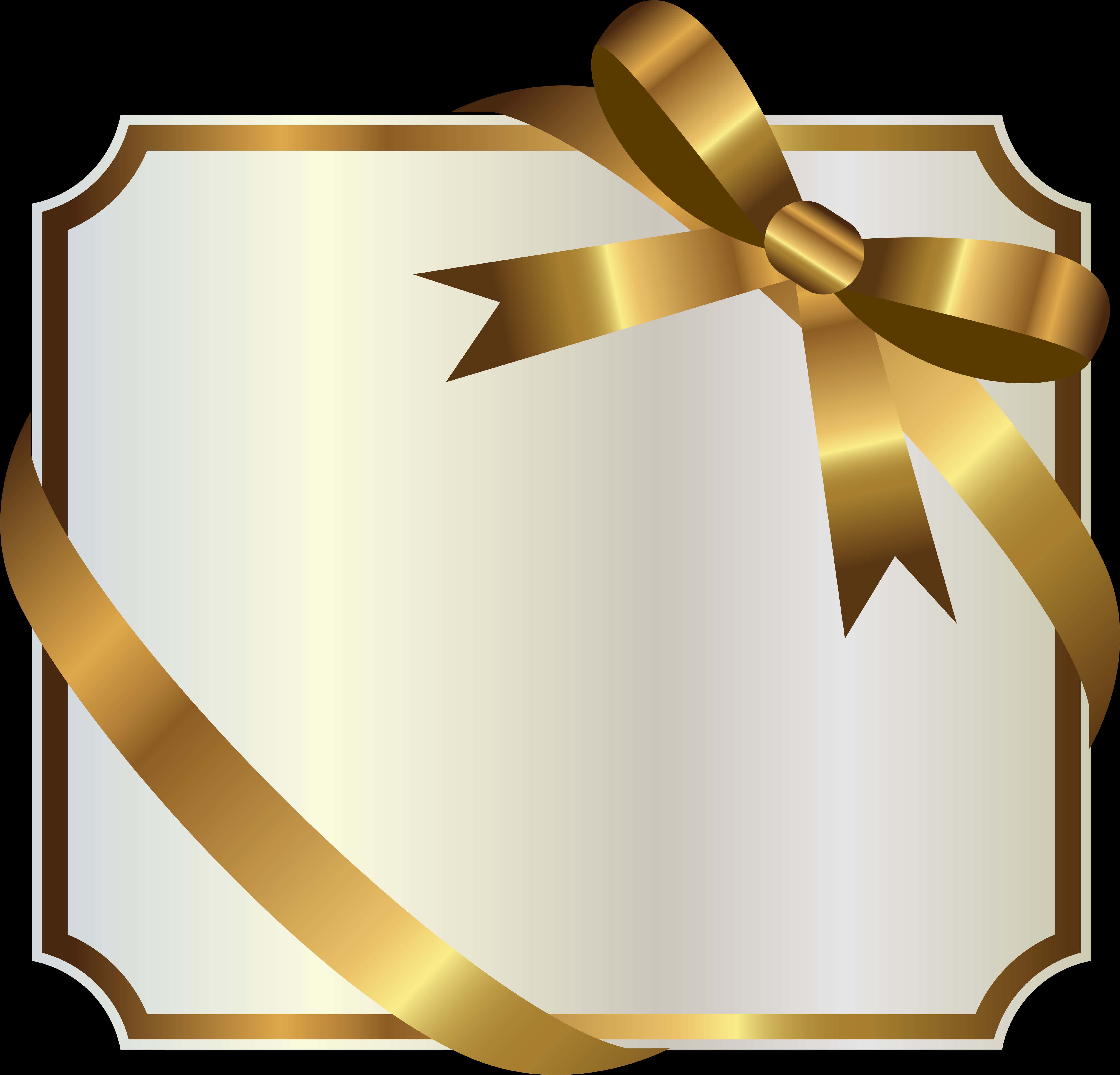 A White And Gold Gift Card With A Bow