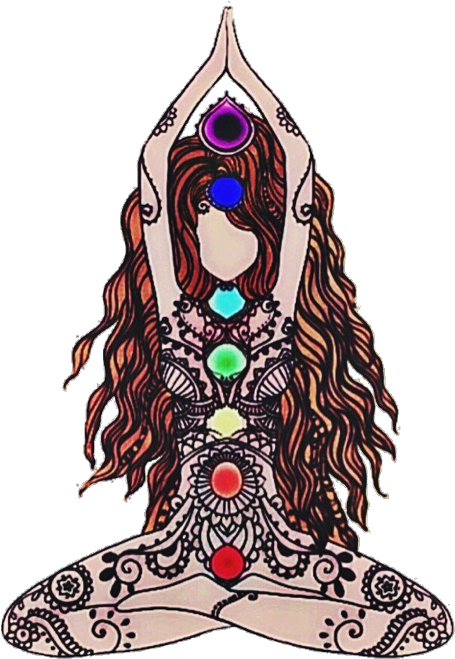 A Drawing Of A Woman With Many Colored Stones On Her Head