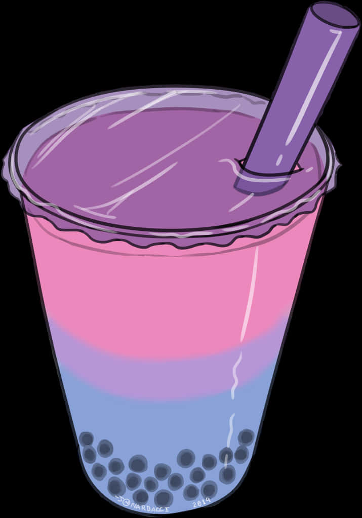 Nardacci Art New Pride Bobas Bi Bisexual Pride Boba - Bubble Tea Clipart Transparent, Hd Png Download